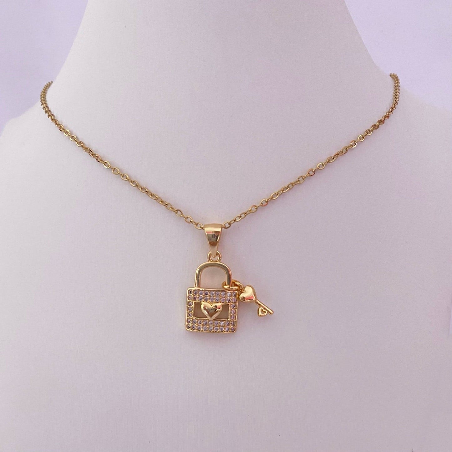 Collar Candado Y Llave Circones