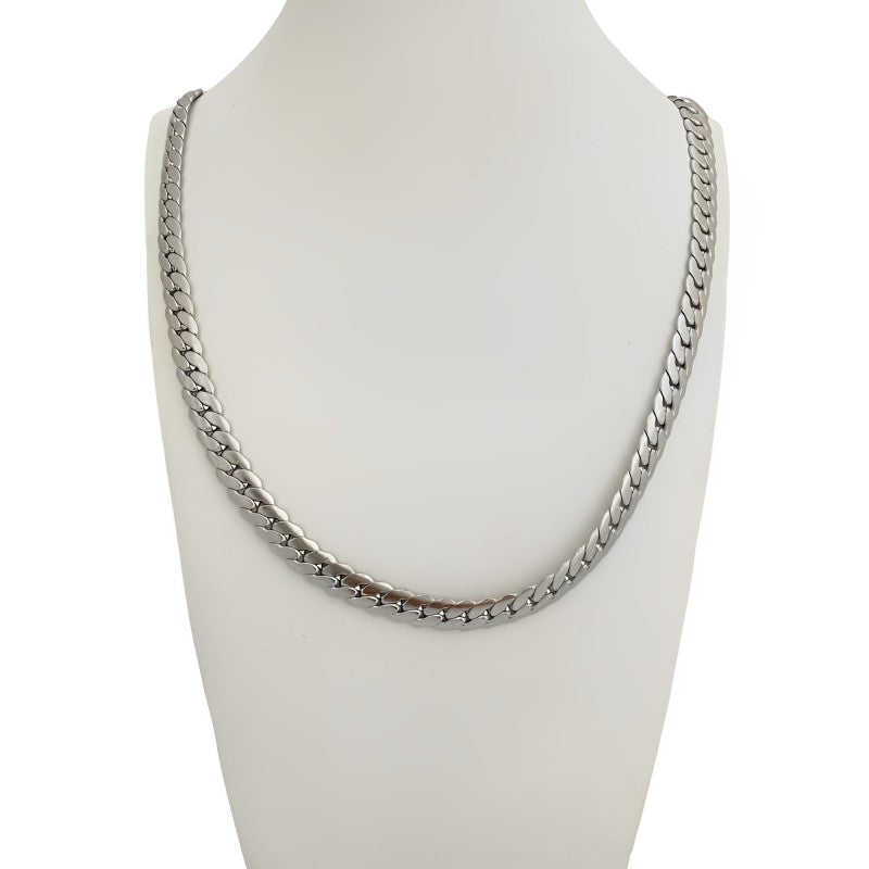 Cadena lomo de corvina plano para hombre Plateado