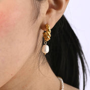 Aretes Perlitas Colgantes Waterproof