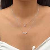 Set Collar y  Aretes Corazones Circones Plata 925