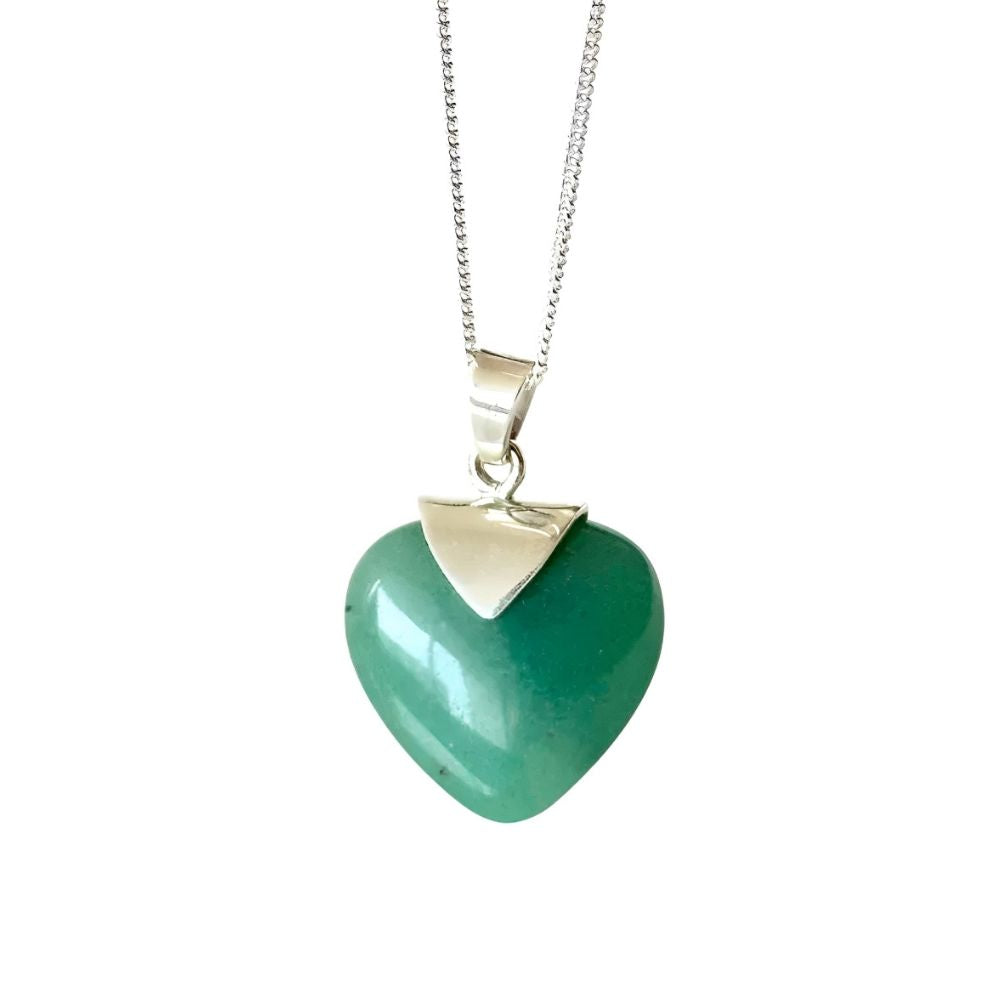 Collar Corazón Piedra Natural Plata