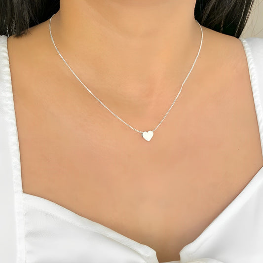 Collar Corazón Pasante Plata Silver 950