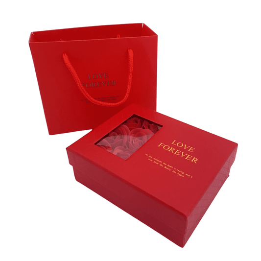 Caja para regalo con rosas eternas rojas de jabón - D'MERYS JOYAS Y ACCESORIOS