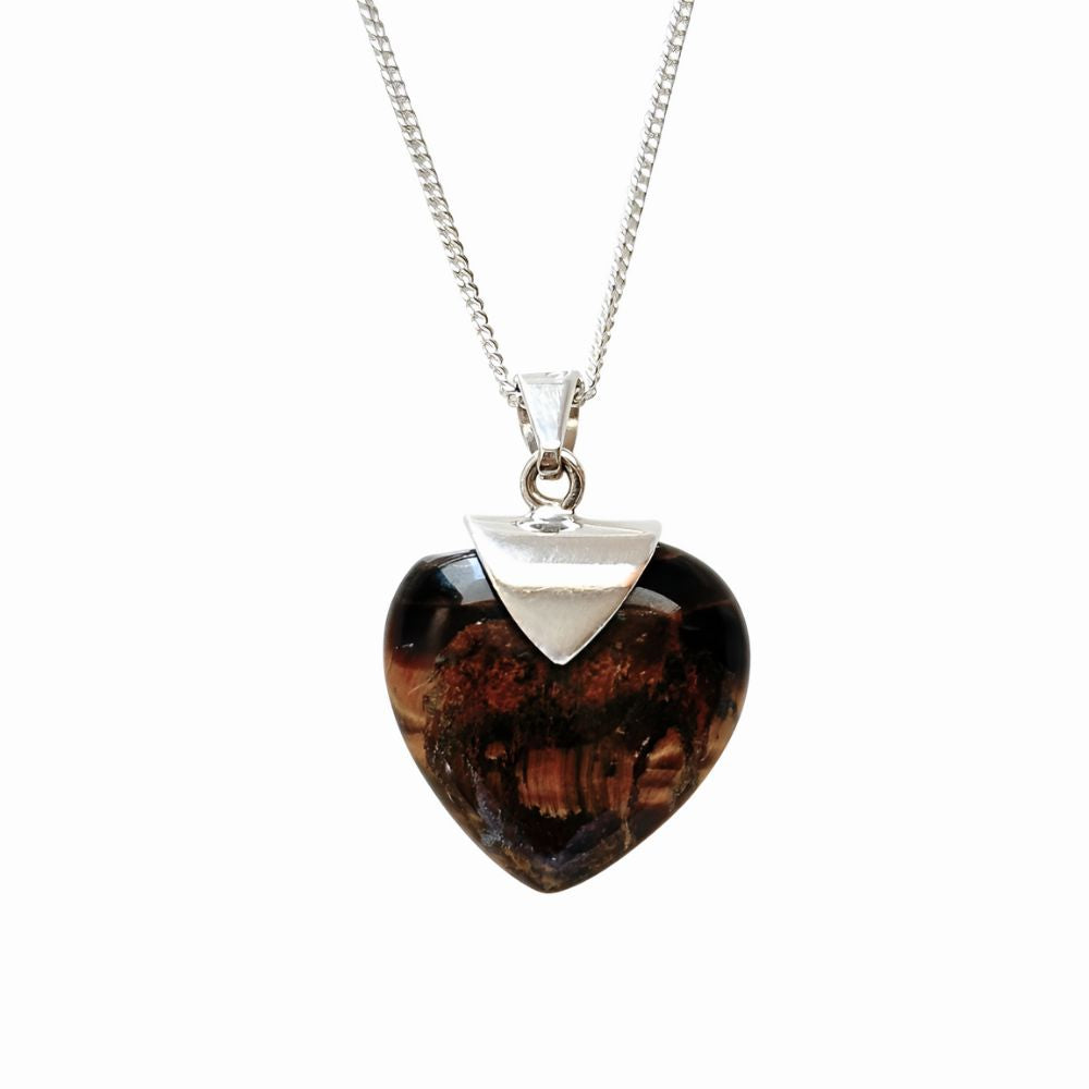Collar Corazón Piedra Natural Plata