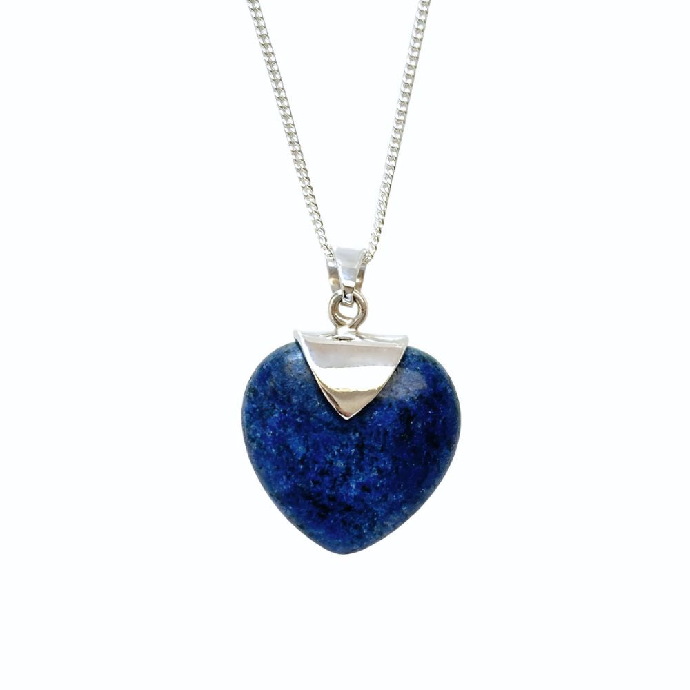 Collar Corazón Piedra Natural Plata