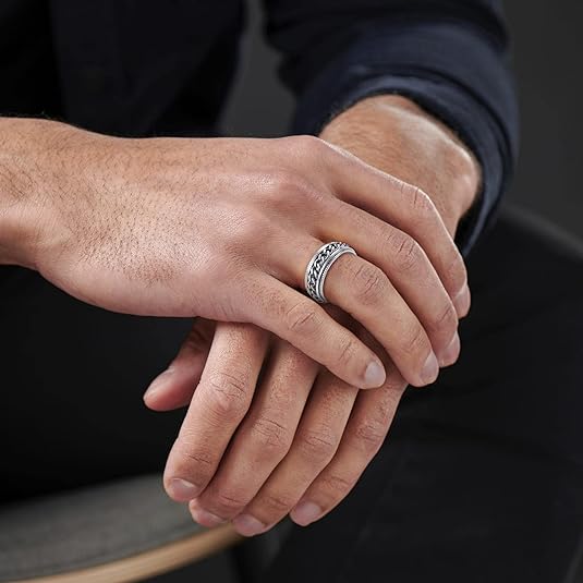 Anillo Cadena Giratorio para Hombre - Joya en acero inoxidable - D'Merys