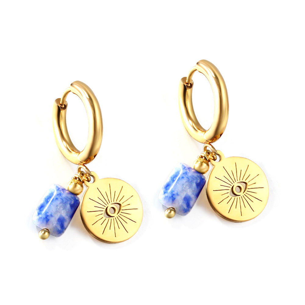 Aretes Ojo Turco Blue Waterproof - Joya en acero inoxidable enchapado en oro 18k - D'Merys