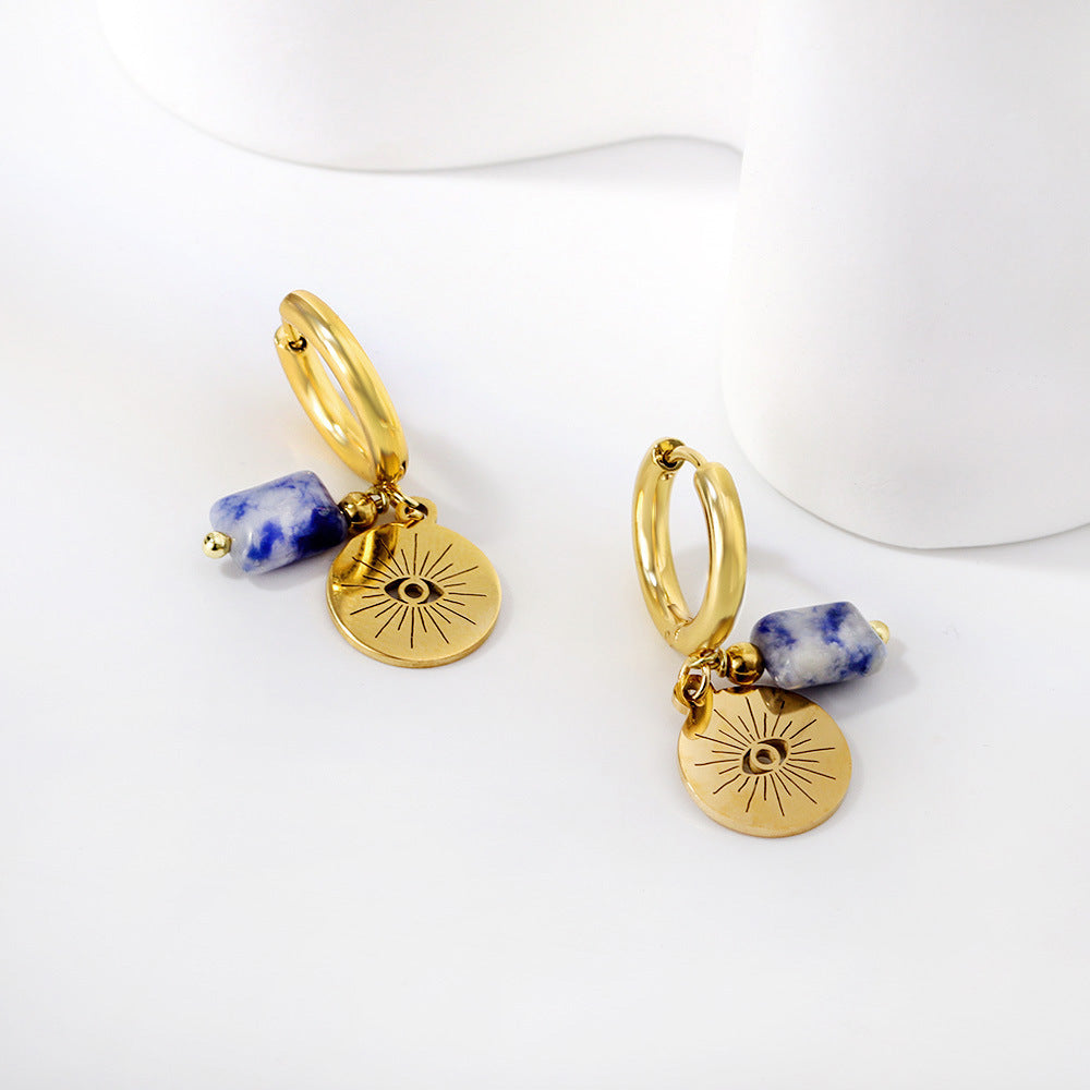 Aretes Ojo Turco Blue Waterproof - Joya en acero inoxidable enchapado en oro 18k - D'Merys
