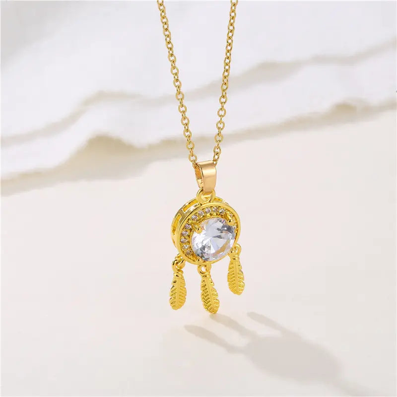Collar Atrapasueños con Circón Luxury - Joya en acero inoxidable enchapado en oro 18k - D'Merys
