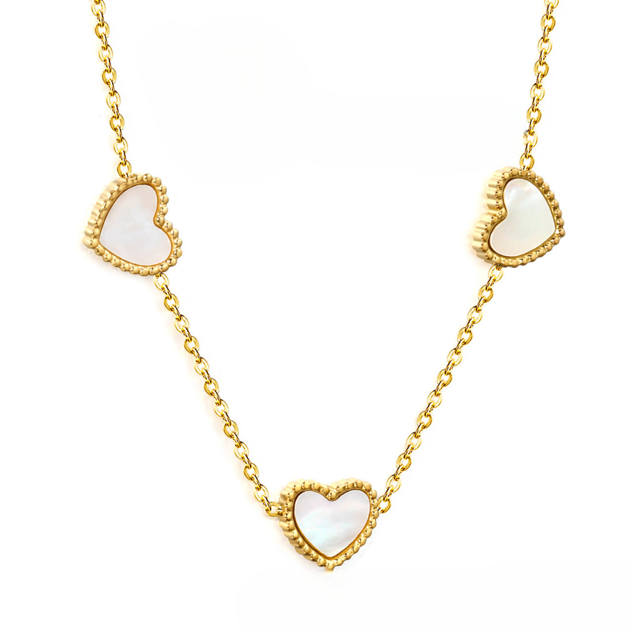 Collar Corazones Blancos Waterproof - Joya en acero inoxidable enchapado en oro 18k - D'Merys