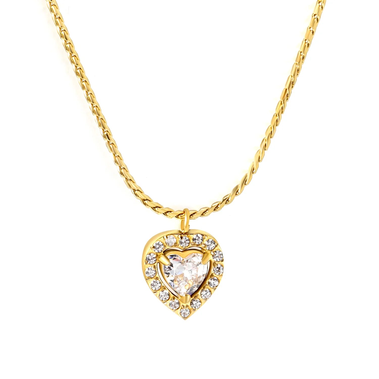 Collar Cordón Corazón Circones Waterproof - Joya en acero inoxidable enchapado en oro 18k - D'Merys