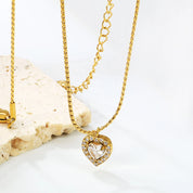 Collar Cordón Corazón Circones Waterproof - Joya en acero inoxidable enchapado en oro 18k - D'Merys