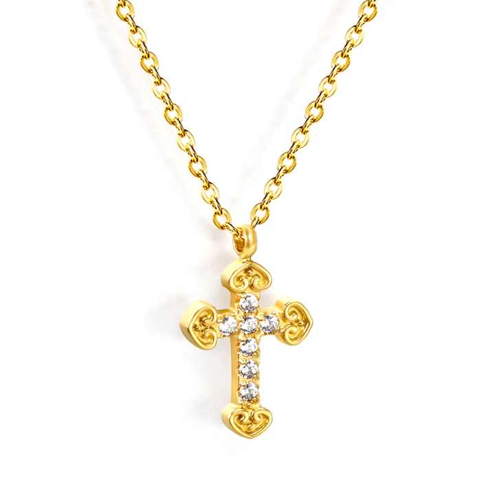 Collar Cruz Celestial Waterproof - Joya en acero inoxidable enchapado en oro 18k - D'Merys