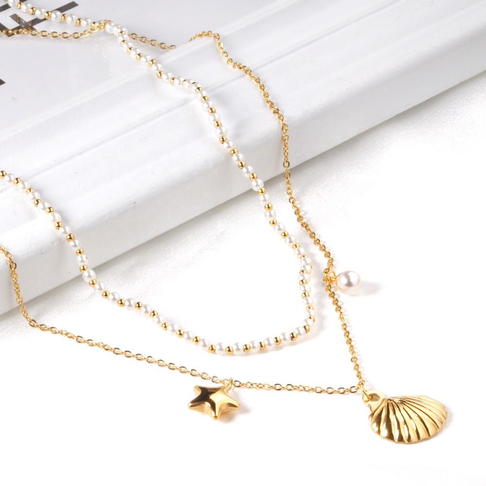 Collar Doble Ocean Perla Waterproof - Joya en acero inoxidable enchapado en oro 18k - D'Merys