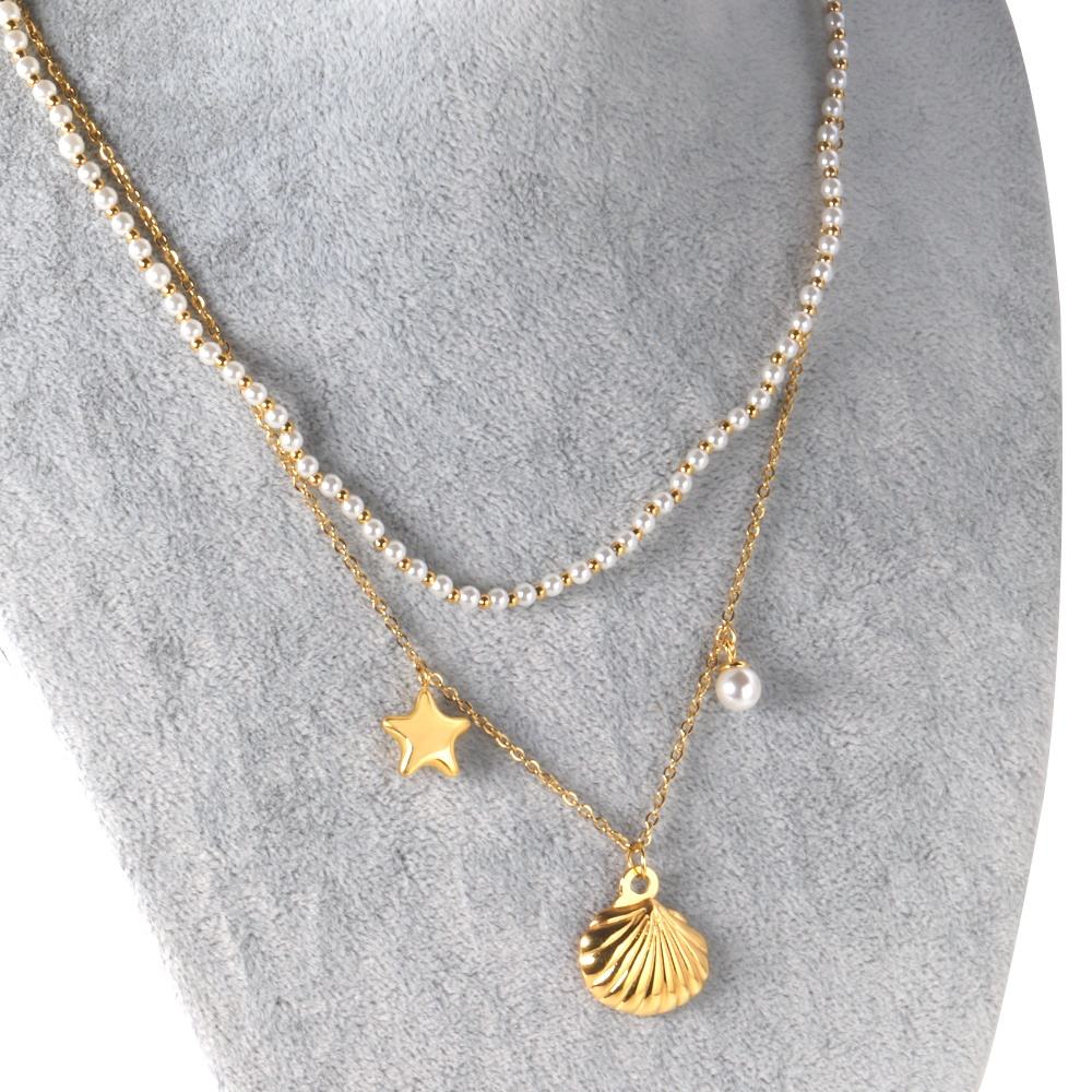 Collar Doble Ocean Perla Waterproof - Joya en acero inoxidable enchapado en oro 18k - D'Merys
