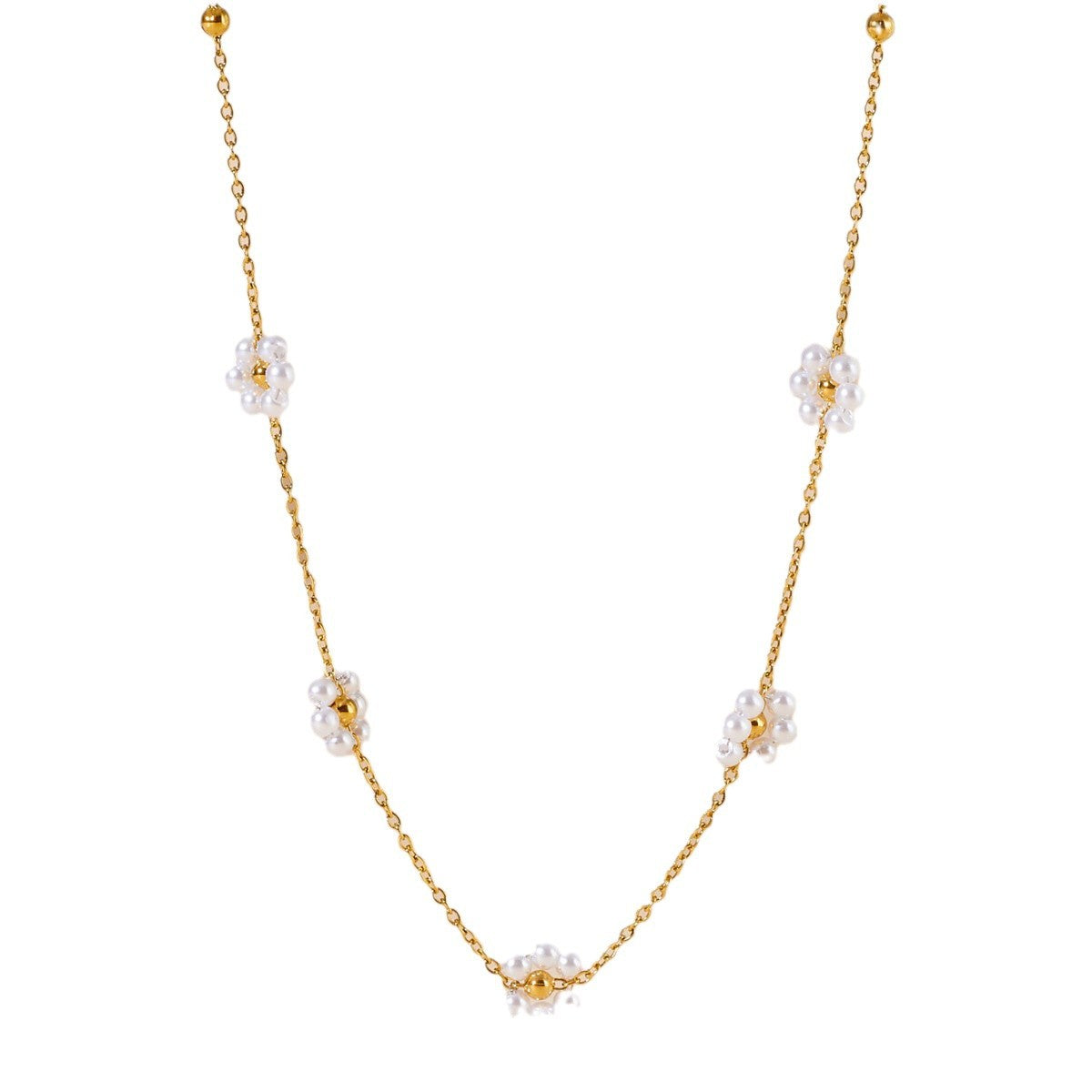 Collar Florcita Blanca Waterproof - Joya en acero inoxidable enchapado en oro 18k - D'Merys