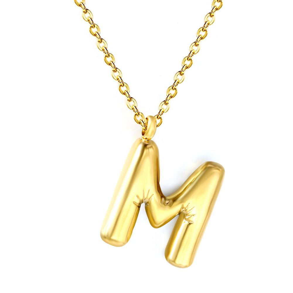 Collar Letra Bubble Waterproof - Joya en acero inoxidable enchapado en oro 18k - D'Merys