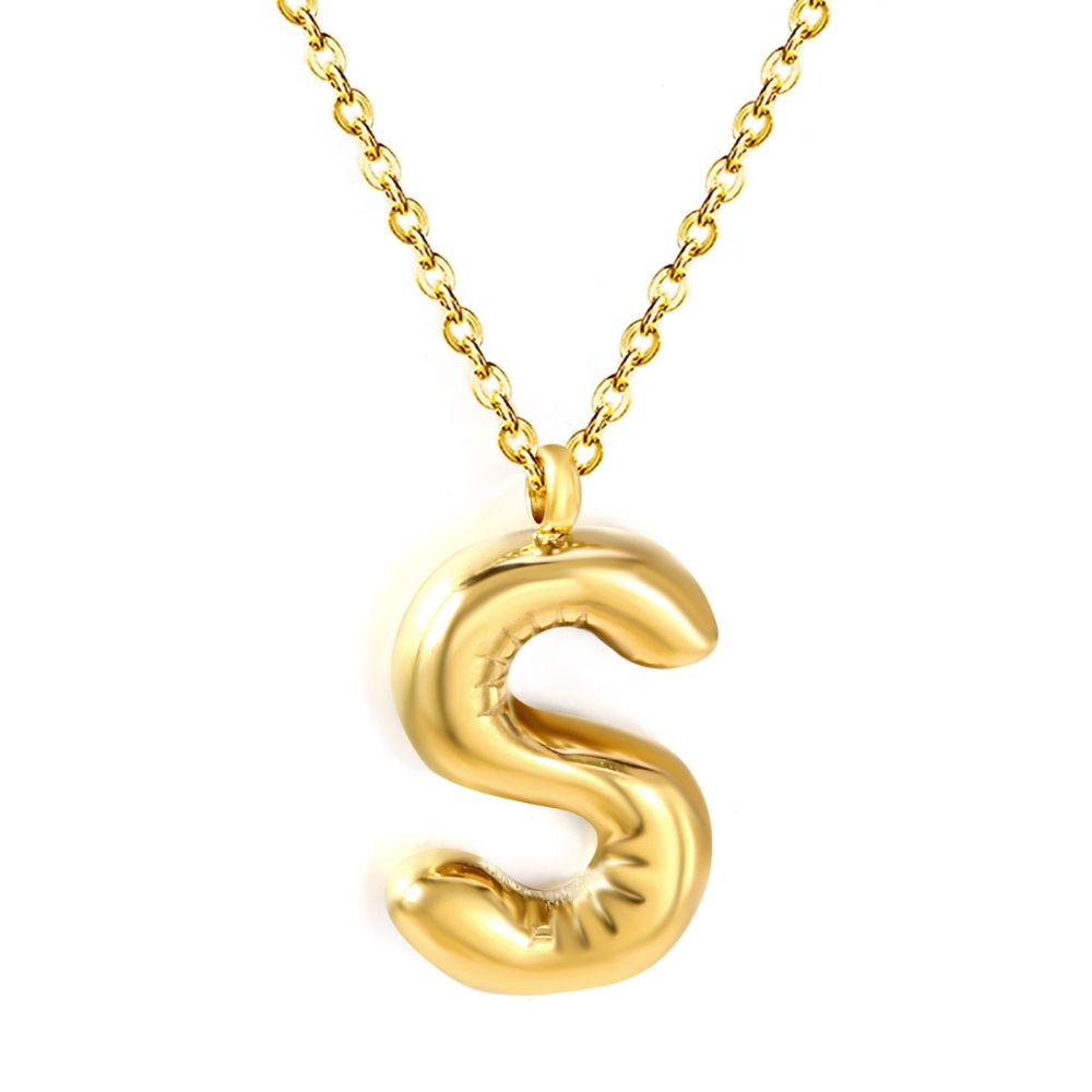 Collar Letra Bubble Waterproof - Joya en acero inoxidable enchapado en oro 18k - D'Merys