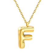 Collar Letra Bubble Waterproof - Joya en acero inoxidable enchapado en oro 18k - D'Merys