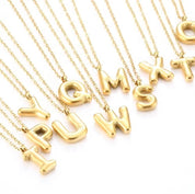 Collar Letra Bubble Waterproof - Joya en acero inoxidable enchapado en oro 18k - D'Merys