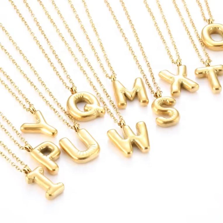 Collar Letra Bubble Waterproof - Joya en acero inoxidable enchapado en oro 18k - D'Merys