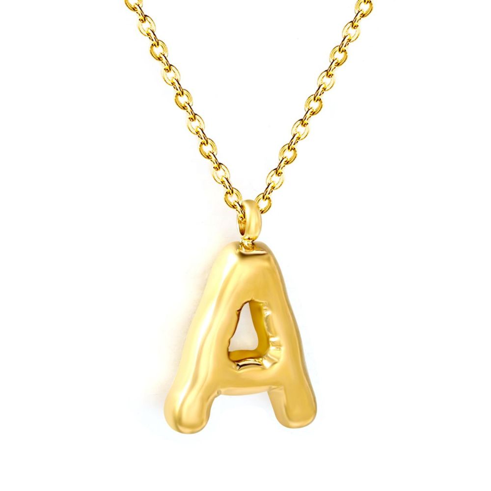 Collar Letra Bubble Waterproof - Joya en acero inoxidable enchapado en oro 18k - D'Merys