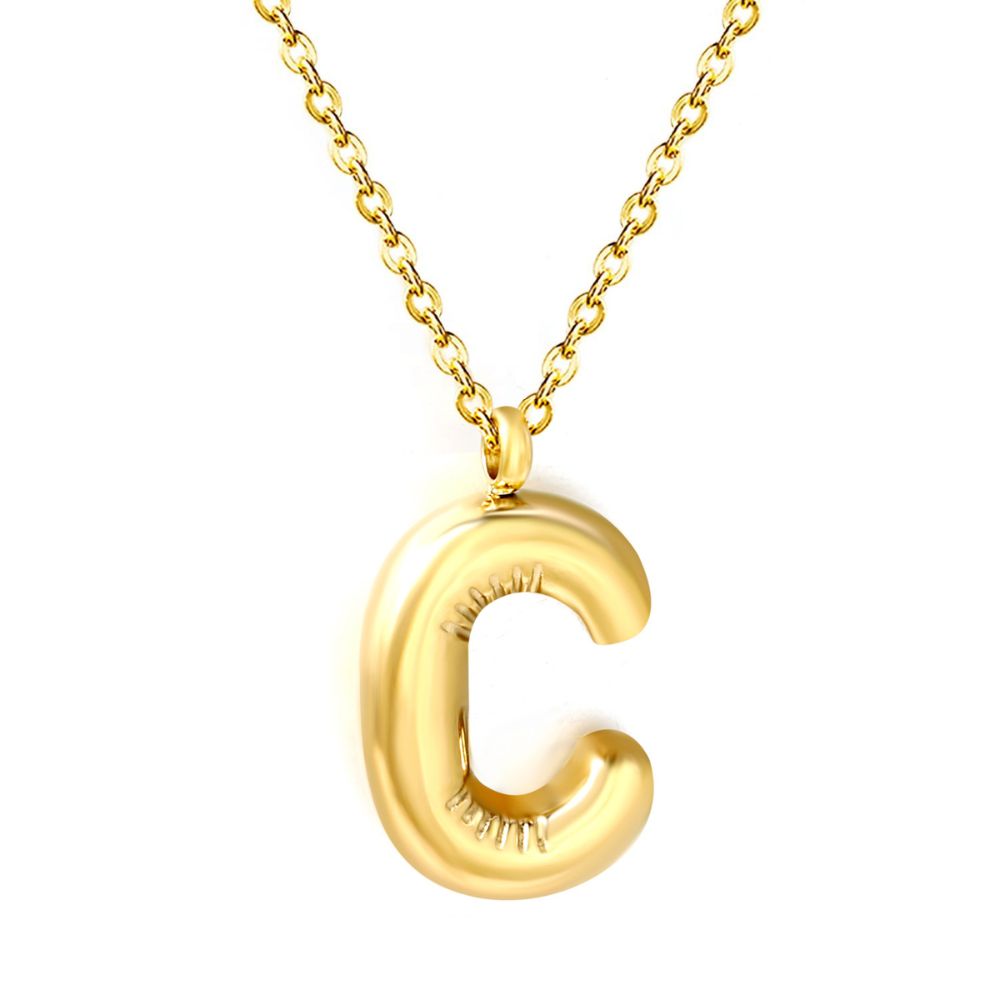 Collar Letra Bubble Waterproof - Joya en acero inoxidable enchapado en oro 18k - D'Merys