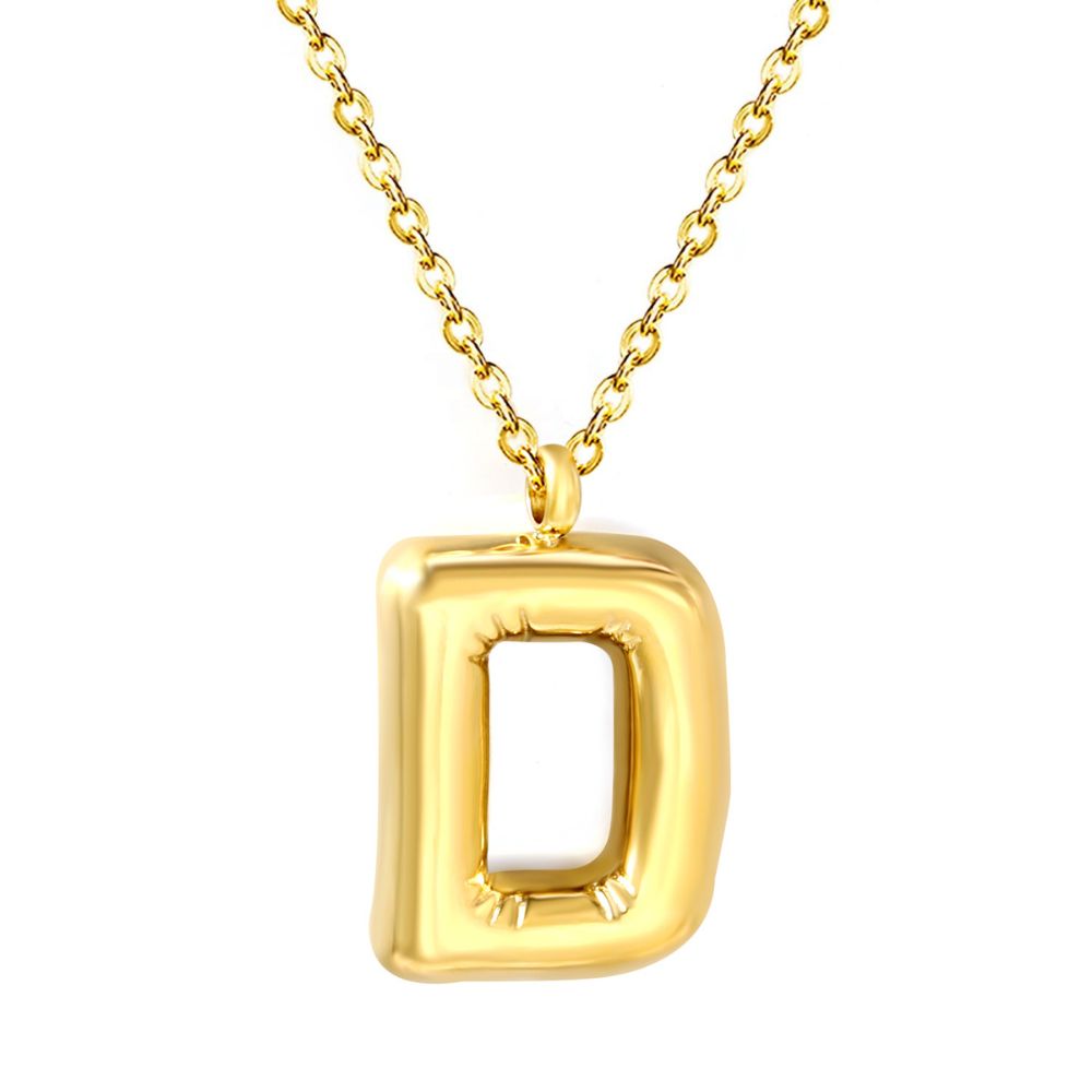 Collar Letra Bubble Waterproof - Joya en acero inoxidable enchapado en oro 18k - D'Merys