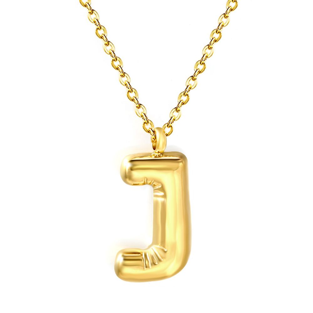 Collar Letra Bubble Waterproof - Joya en acero inoxidable enchapado en oro 18k - D'Merys