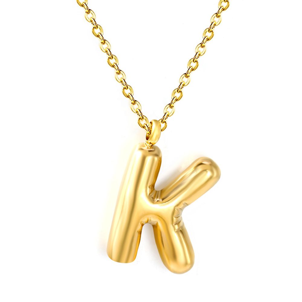 Collar Letra Bubble Waterproof - Joya en acero inoxidable enchapado en oro 18k - D'Merys