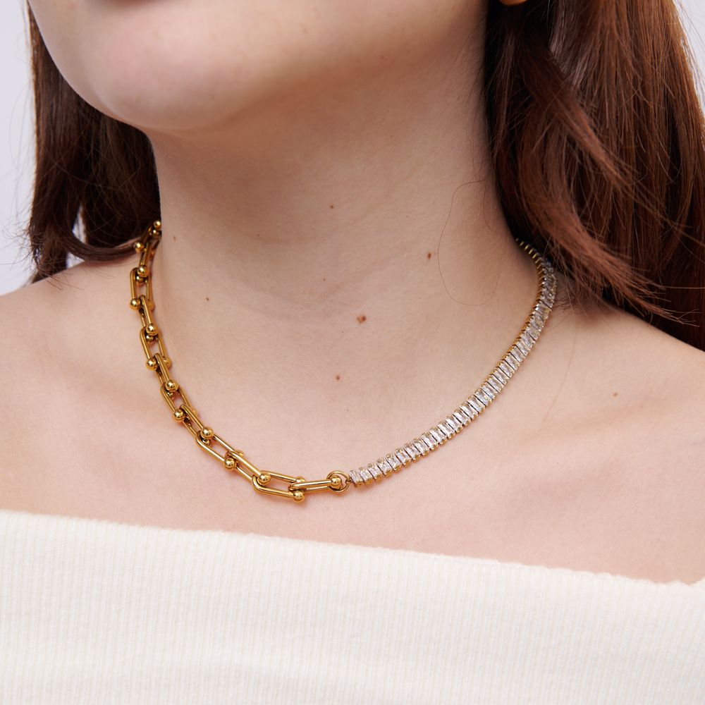 Collar Tiffany Tenis Waterproof - Joya en acero inoxidable enchapado en oro 18k - D'Merys