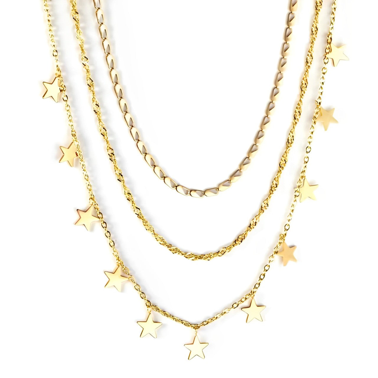 Collar Triple Cadena Galaxy Waterproof - Joya en acero inoxidable enchapado en oro 18k - D'Merys