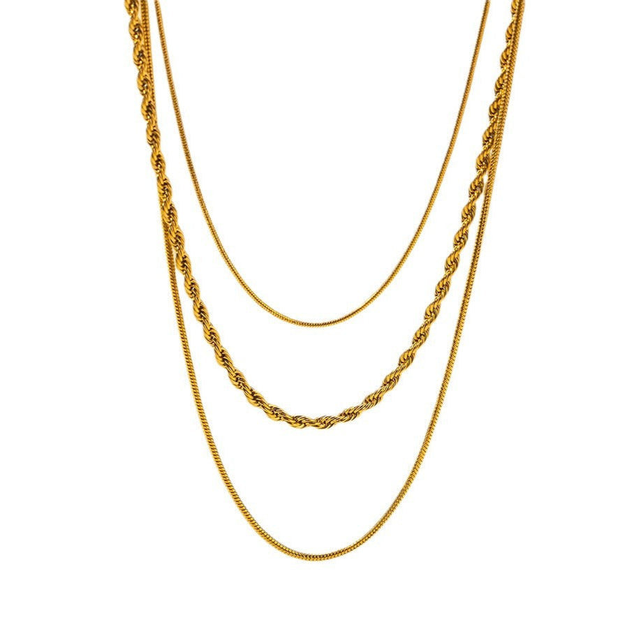 Collar Triple Emperatriz Waterproof - Joya en acero inoxidable enchapado en oro 18k - D'Merys