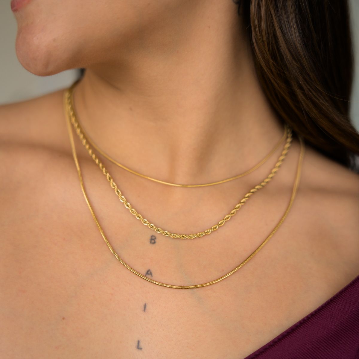 Collar Triple Emperatriz Waterproof - Joya en acero inoxidable enchapado en oro 18k - D'Merys