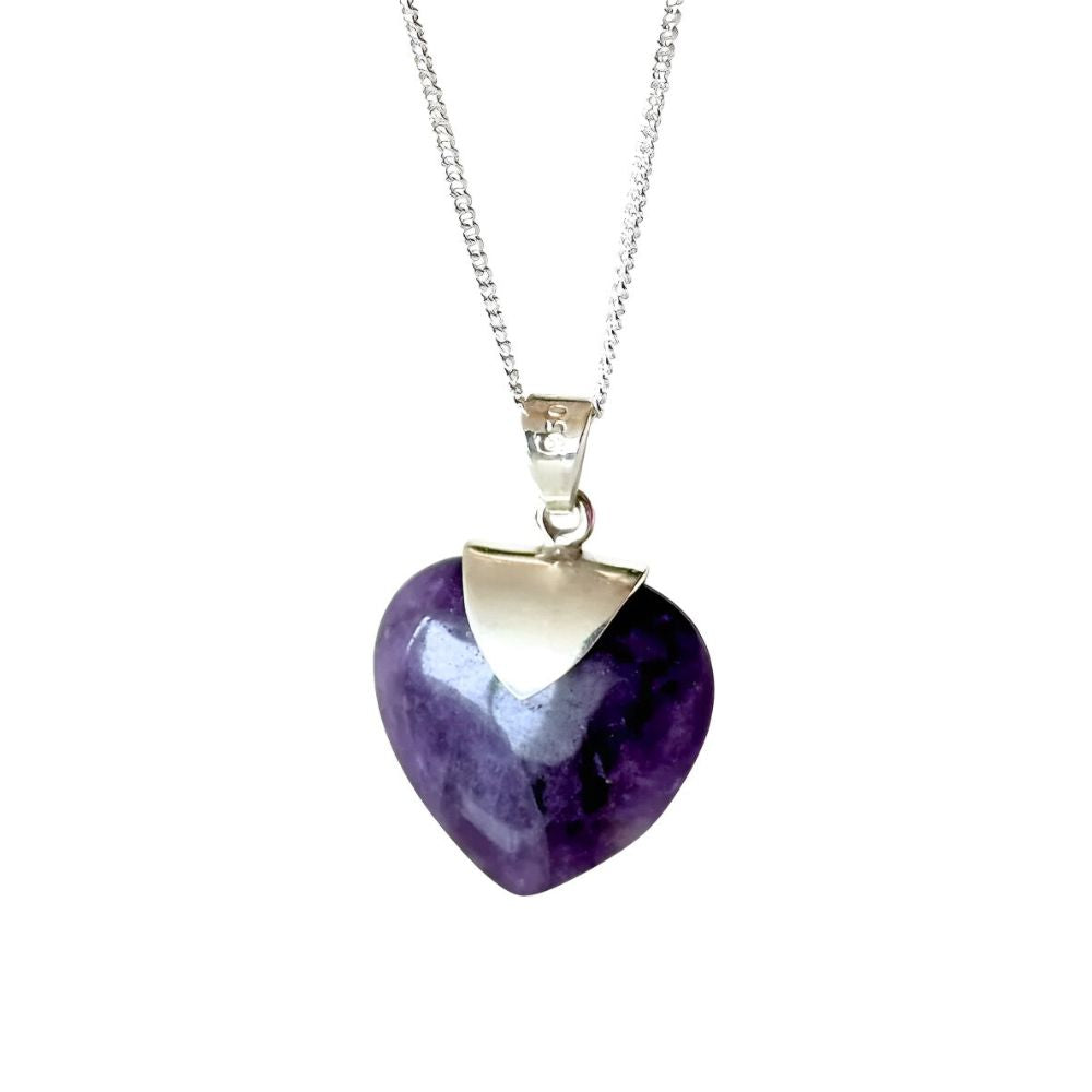 Collar Corazón Piedra Natural Plata