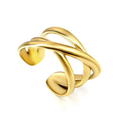 Anillo Mujer Acero Inoxidable Cruzado Waterpoorf PVD 18k