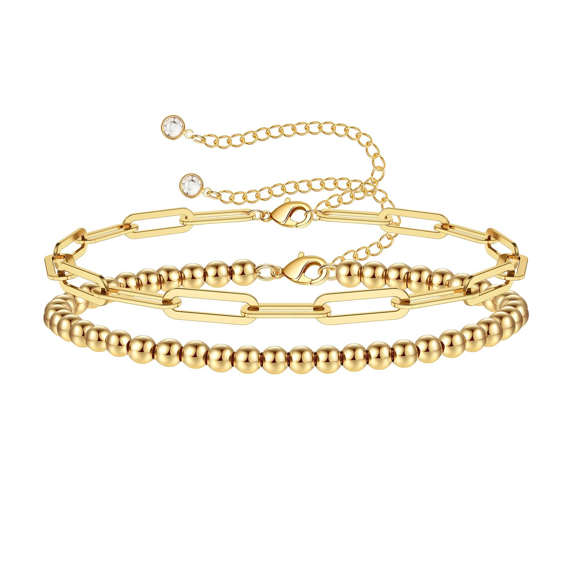 Pulsera Doble Billas de Acero Waterproof - Joya en acero inoxidable enchapado en oro 18k - D'Merys
