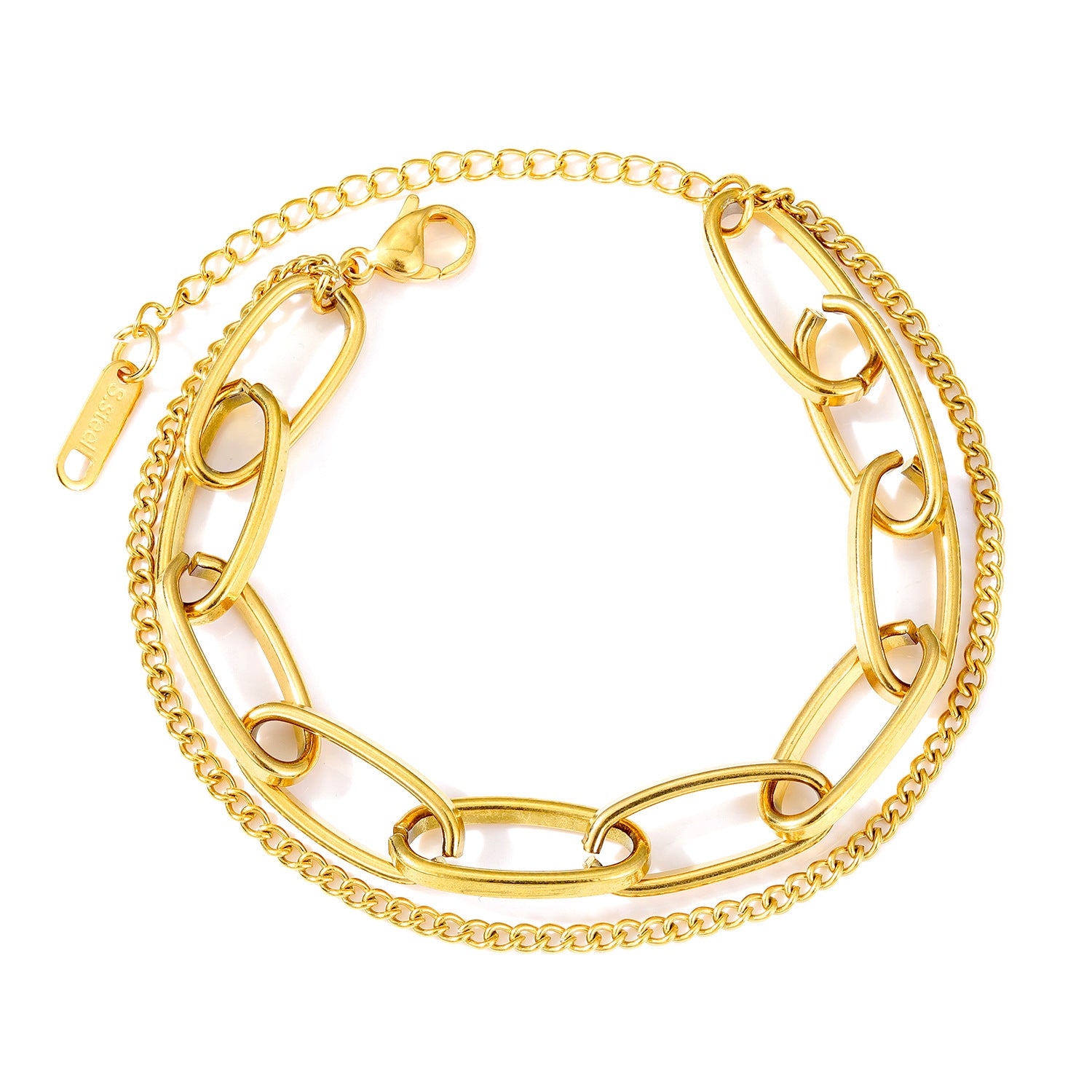 Pulsera Doble Eslabones Waterproof - Joya en acero inoxidable enchapado en oro 18k - D'Merys