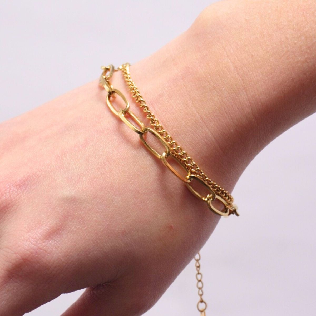 Pulsera Doble Eslabones Waterproof - Joya en acero inoxidable enchapado en oro 18k - D'Merys