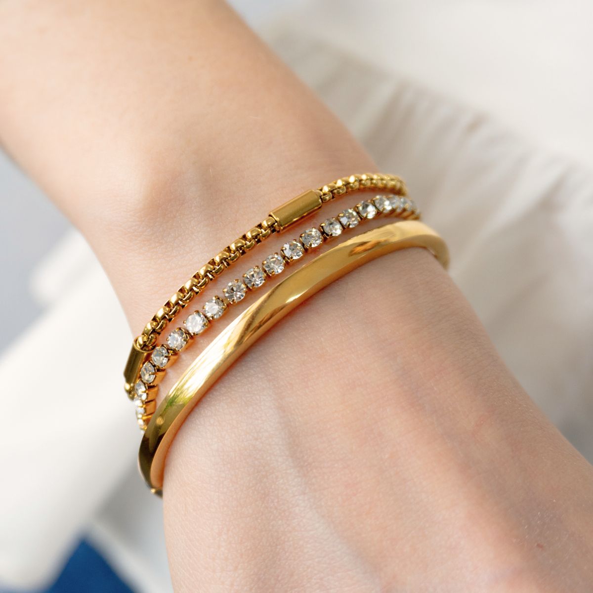 Pulsera Doble Tenis Waterproof - Joya en acero inoxidable enchapado en oro 18k - D'Merys
