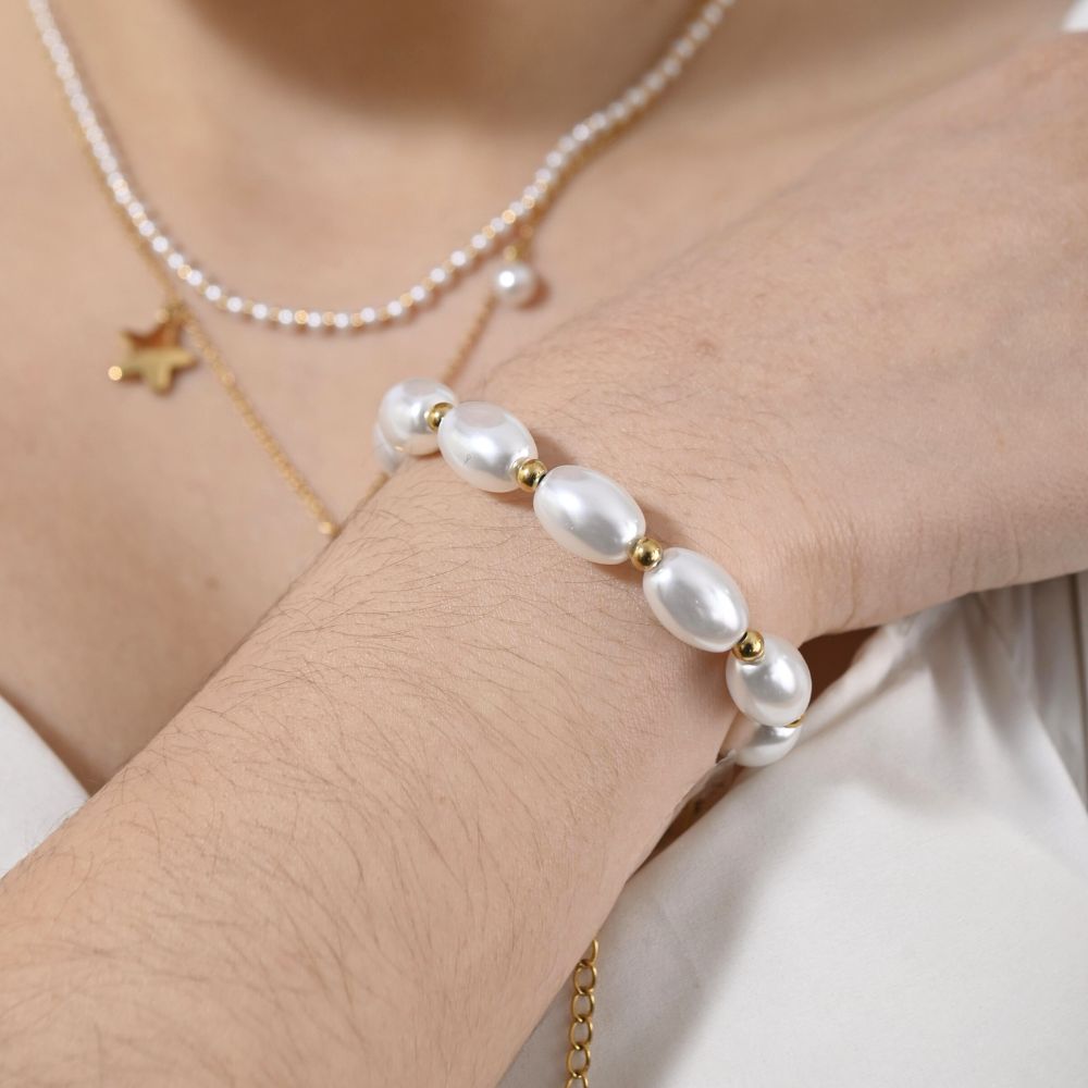 Pulsera Perlas Waterproof - Joya en acero inoxidable enchapado en oro 18k - D'Merys