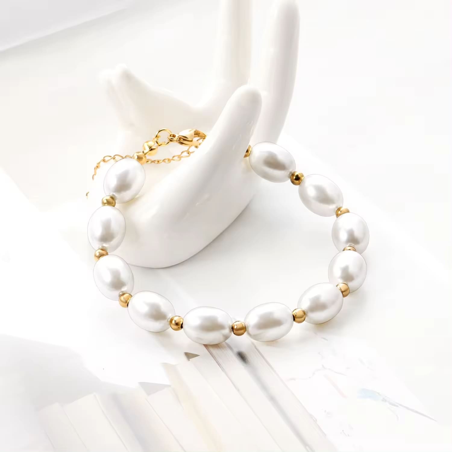 Pulsera Perlas Waterproof - Joya en acero inoxidable enchapado en oro 18k - D'Merys