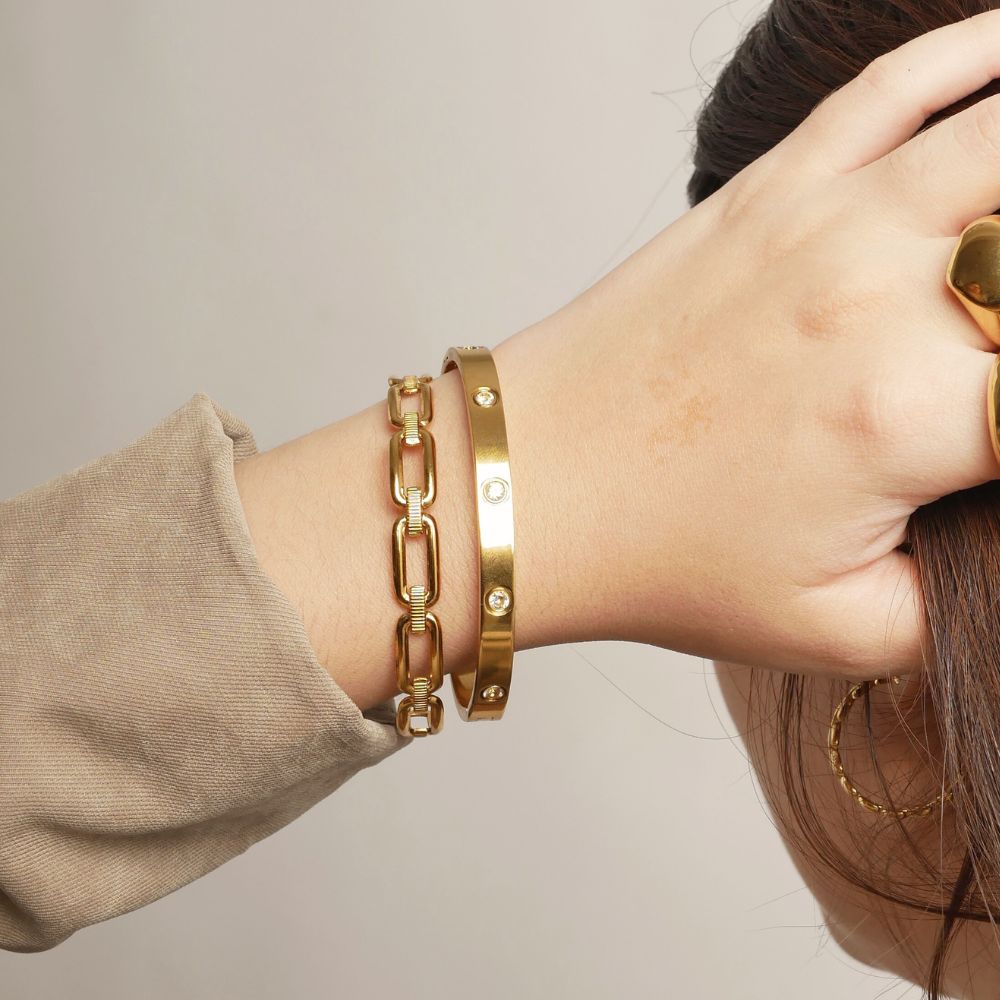 Puñera Cadena Waterproof - Joya en acero inoxidable enchapado en oro 18k - D'Merys