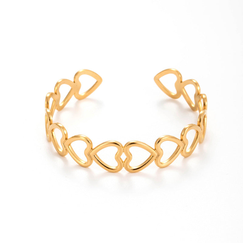Puñera Corazones Regulable Waterproof - Joya en acero inoxidable enchapado en oro 18k - D'Merys