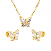 Set Collar y Aretes Mariposa Waterproof